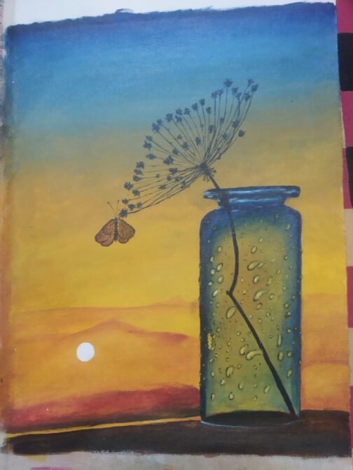 Dandelion sunset painting