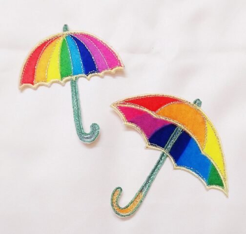 Fabric Applique Patch Motif -3"- Embroidered Border and Highlights