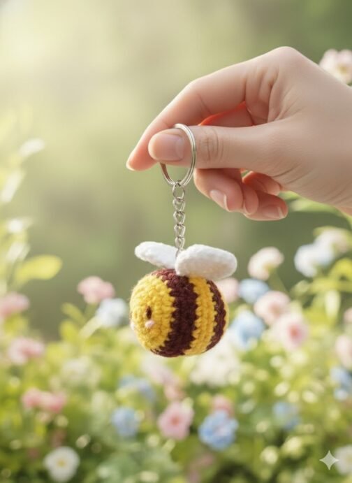 buzz buddy handmade bee keychain