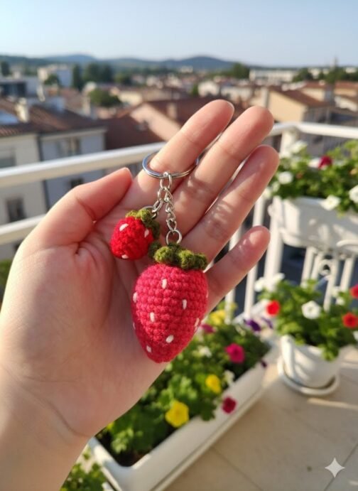 Berry cute handmade strawberry keychain