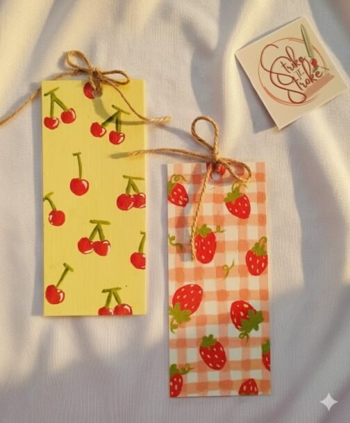 combo of two cute hand painted cherry🍒/strawberry🍓 bookmarks!